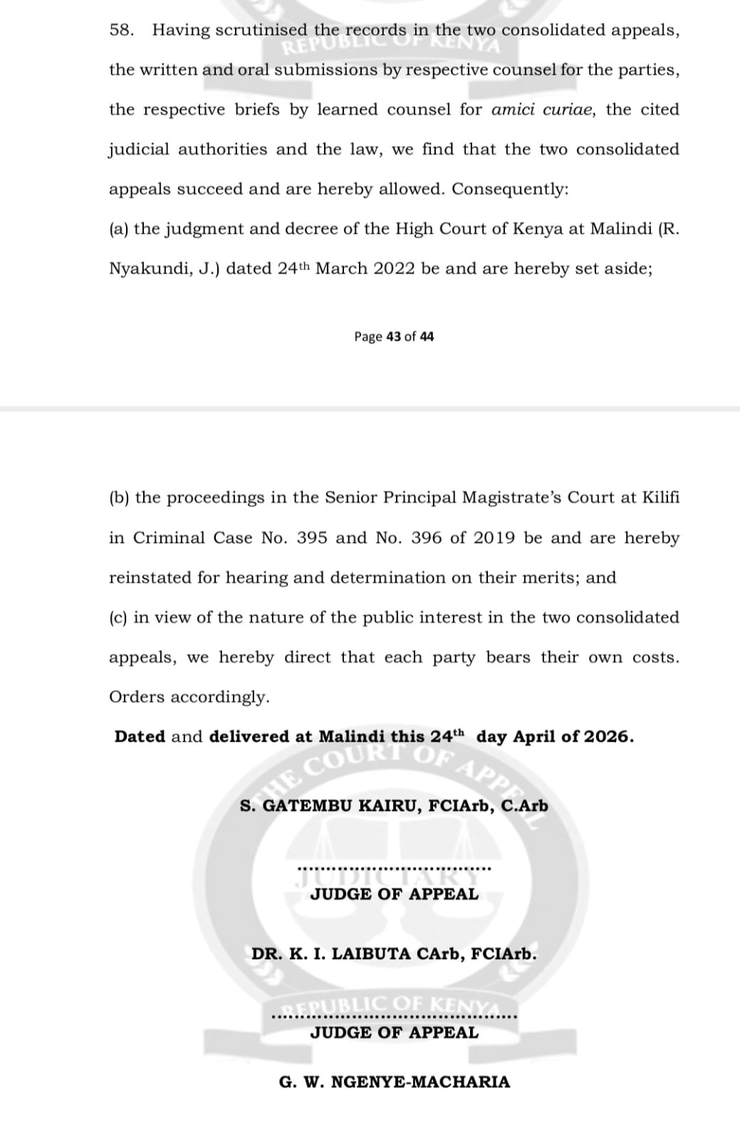 The Court of Appeal Clarifies That Abortion Is Not a Fundamental Right Under the Constitution of Kenya, 2010